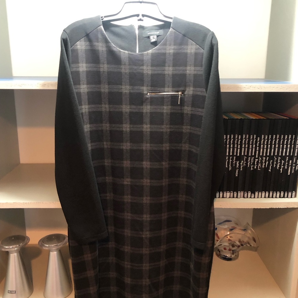 Atmosphere Black Crewneck Dress with Long Sleeves.